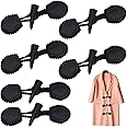 Aswewamt 6 Sets Pu Leather Sew-On Toggles Closure with Resin Horn Button Sewing Accessories for Coat Clothing Jacket, Sweater, Windbreaker