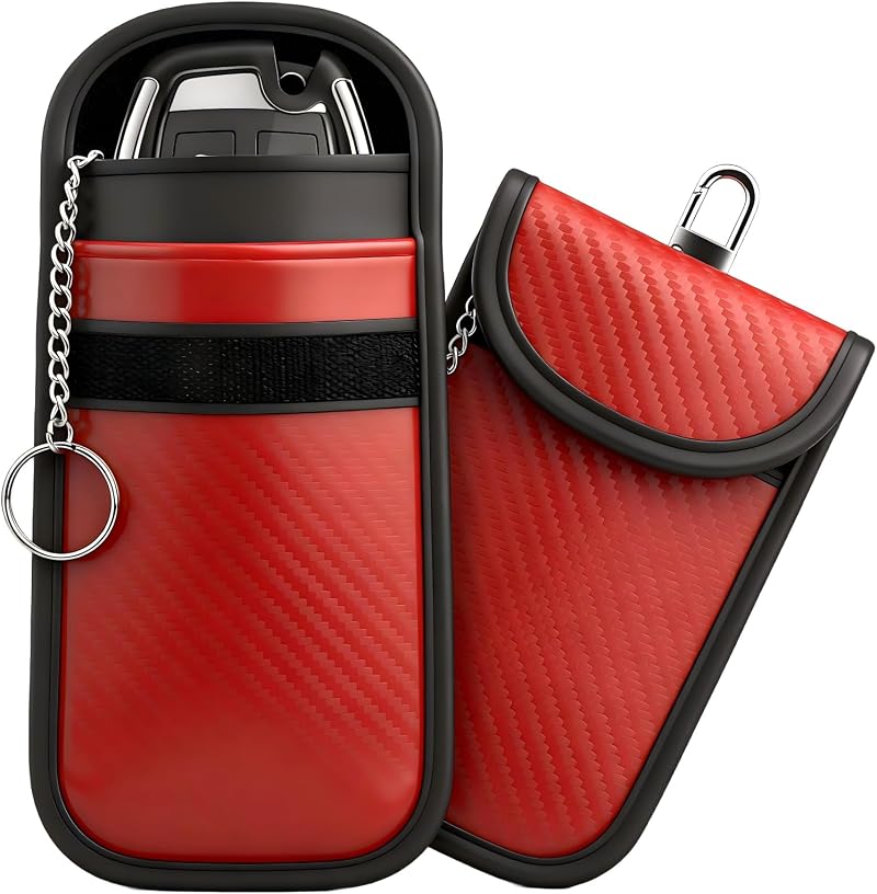 Diyife Faraday Pouch for Car Keys 2 Pack RFID Blocking Key Fob Protector Red