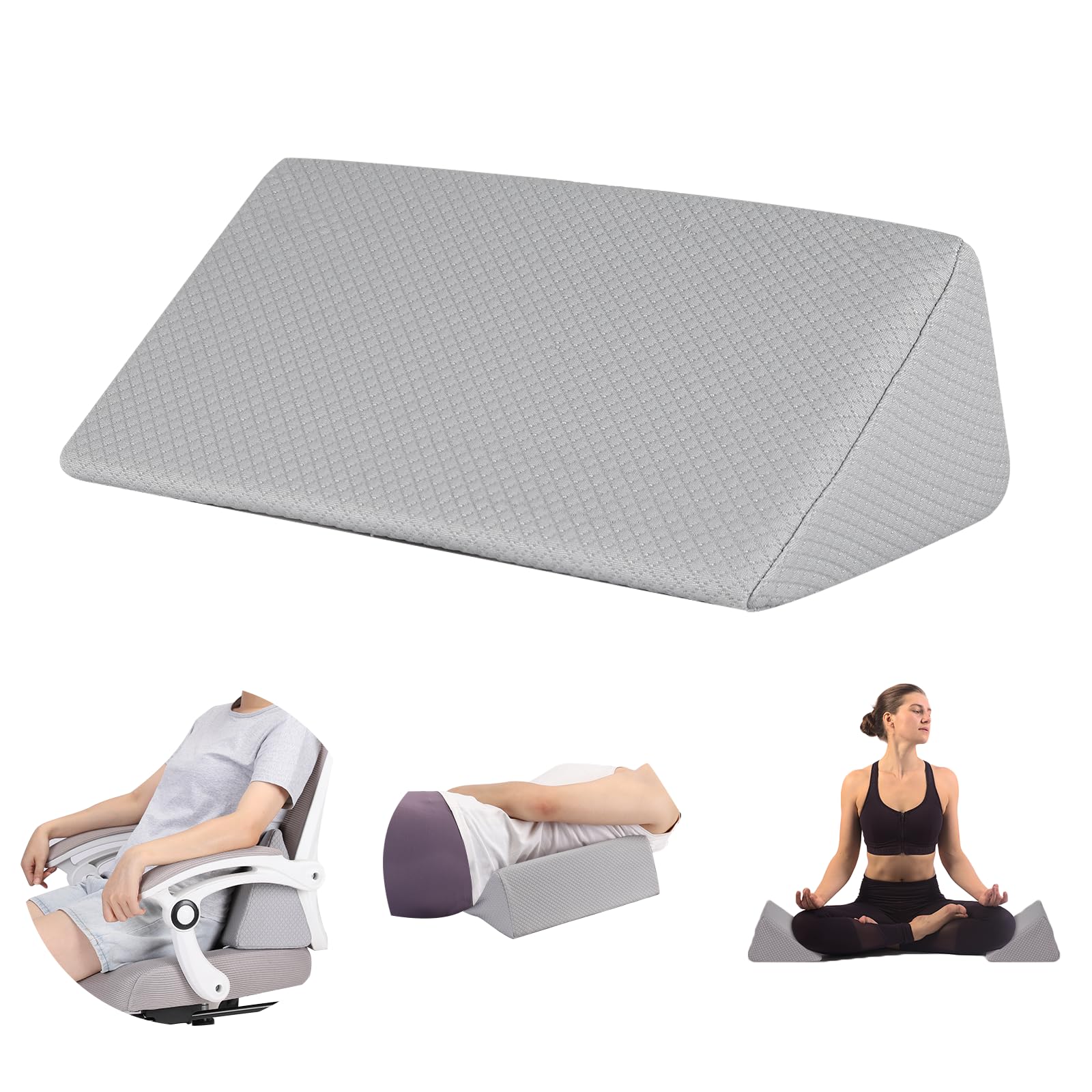 Photo 1 of Small Wedge Pillow, Small Wedge Pillow for Sleeping, Foam Wedge for Yoga, Laptop, Memory Foam Positioning, Foam Pillow for Chair, Provide Support and Relieve Fatigue(Grey-17.7")