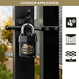 Master Lock Heavy Duty Outdoor Padlock 100 Year Logo Black 97x54x32mm view 3