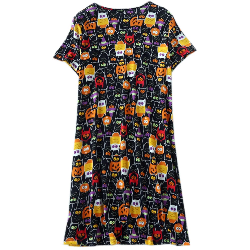 ENJOYNIGHT Womens Cotton Sleepwear Short Sleeves Print Sleepshirt Sleep Tee (Owl, XXL)