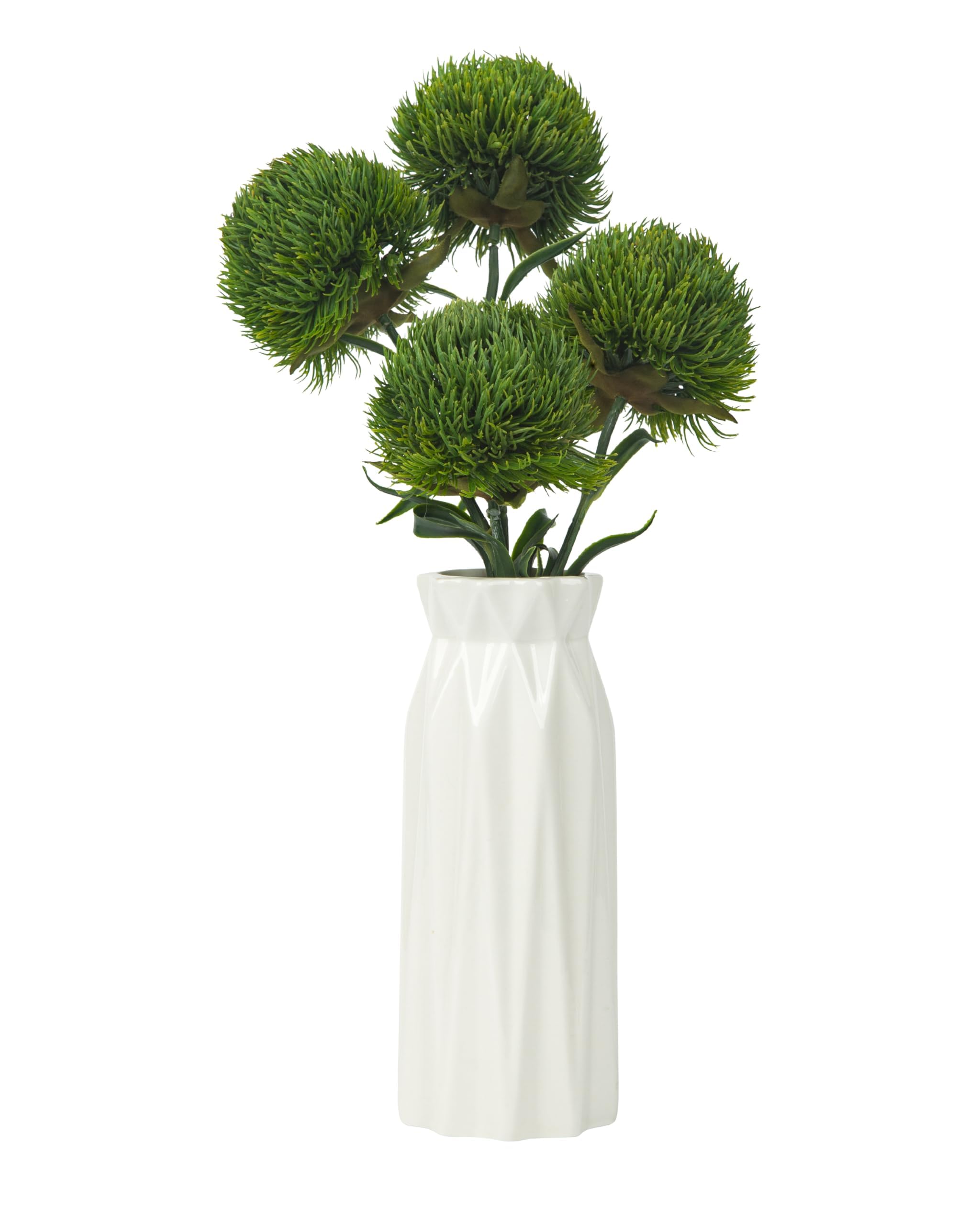 DuHouse 4Pcs Fake Dianthus Artificial Greenery Stem Realistic Green Tricks for Home Kitchen Wedding Courtyard Decoration (Dark Green)