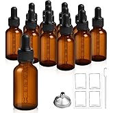 12 Pack, 1 oz Tincture Bottles with Dropper, Amber Glass Dropper Bottle Leakproof with Stainless Steel Funnel, Pipettes & Lab