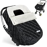 IvyWind Winter Car Seat Cover, Warm Winter Carseat Cover for Baby Boys & Girls, Waterproof Car Seat Winter Cover with Removable Zipper, Keeps Babies Warm and Cozy in Cold Weather, Black