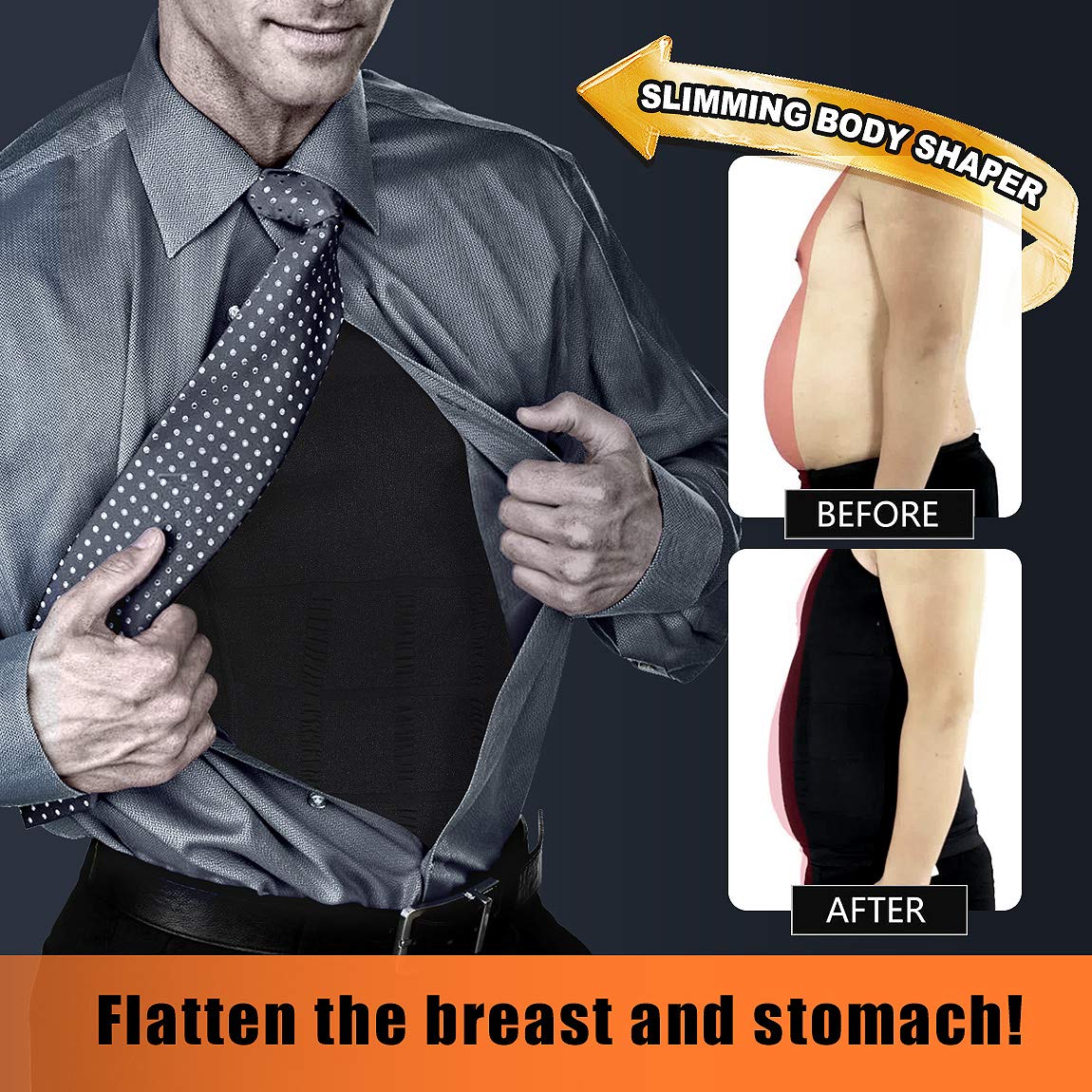 Hoter Men's Body Shaper Slimming Vest, Men's Elastic Sculpting Vest Thermal Compression Base Layer Slim Muscle Tank Shapewear (Black Tank Top, M)