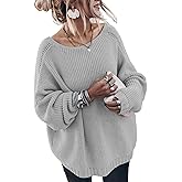 GUNEST Oversized Sweaters for Women Trendy Chunky Batwing Long Sleeve Casual Crewneck Ribbed Pullover Tunic Sweater