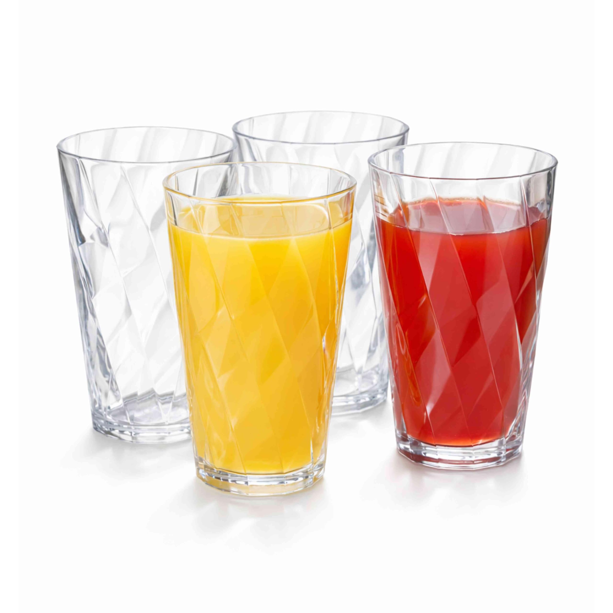 ADEPTNA Pack of 4 Hi Ball Plastic Swirl Tumblers Glasses Capacity Each Glass 670ML - BPA-Free Eco-Friendly Washable and Easy to Clean (Acrylic TUMBLERS)