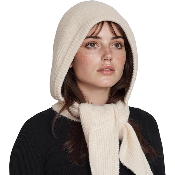 URSFUR Winter Real Mink Fur Hooded Scarf for Women Warm Headscarf