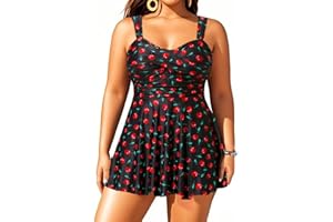 Aqua Eve Plus Size Two Piece Swimsuits for Women Tankini Bathing Suits Flowy Swim Dress with Shorts