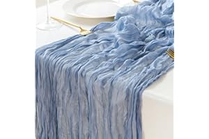 Sioloc 1 Pack Dusty Blue Cheesecloth Table Runner Fall Autumn Decor for Home 10ft Table Cloth for Tea Wedding Birthday Party Baby Bridal Shower Halloween Thanksgiving
