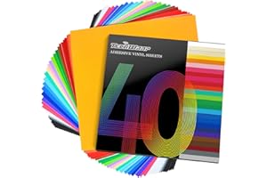 TECKWRAP Permanent Adhesive Vinyl Sheets 12" x 12" 40 Sheets/Pack Assorted Colors for Craft Cutters