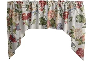 Zen Creative Designs Geraniums and Azaleas Floral Mix Print Swag Cotton Window Valance Home Décor Bedroom Nursery Kitchen Window (White)