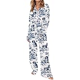 SHESHOW Satin Pajamas for Women Set Long Sleeve Button Down Animal Print Pjs Sets 2 Piece Loungewear Sleepwear XS-XXL