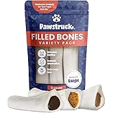 Pawstruck Large Filled Bones Variety Pack, Beef Femur Dog Chew, 3 Pack | Long Lasting Dog Chew with Peanut Butter, Cheese n' Bacon, Beef Fillings For Medium, Large, and Giant Dogs &amp; Power Chewers