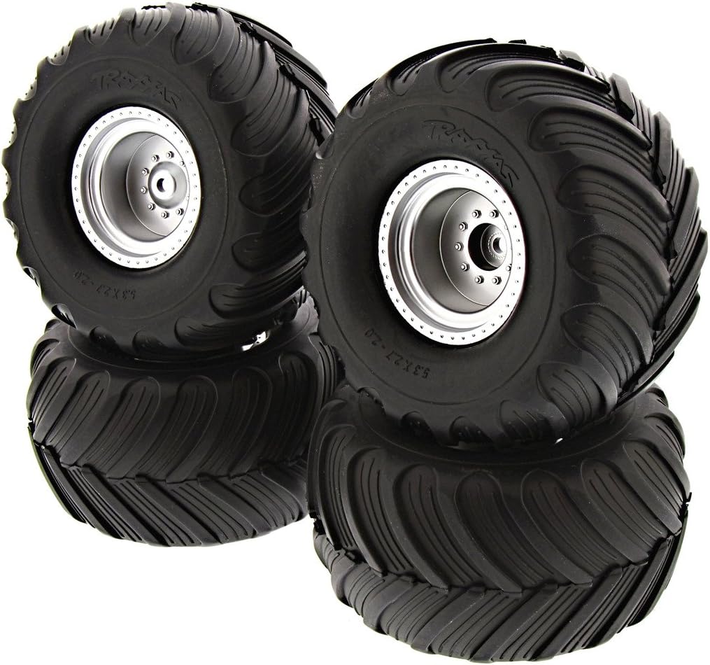 Traxxas 1/10 Skully 2WD FRONT & REAR TERRA GROOVE TIRES & 12mm SATIN WHEELS