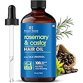 Botanic Hearth Hair Oil for Hair Growth | Strengthening Dry, Frizzy, Damaged Hair & Scalp Treatment | No Parabens or Harmful Sulfates | All Hair Types | Rosemary Castor Hair Oil - 4 Fl Oz
