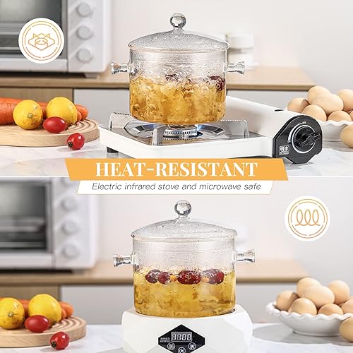 Glass Pots For Cooking on Stove- Liter/50oz Handmade Glass Pot