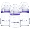 Lansinoh Anti-Colic Baby Bottles for Breastfeeding Babies, 160 ml (5 Ounces), 3 Count, Includes 3 Slow Flow Nipples, Size S