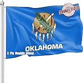 Nuibers Oklahoma Flag 3x5 FT Sturdy for Outside, Heavy Duty 3Ply Polyester Oklahoma State Flags Outdoor, Double Sided Long Lasting OK State Flag Brass Grommets