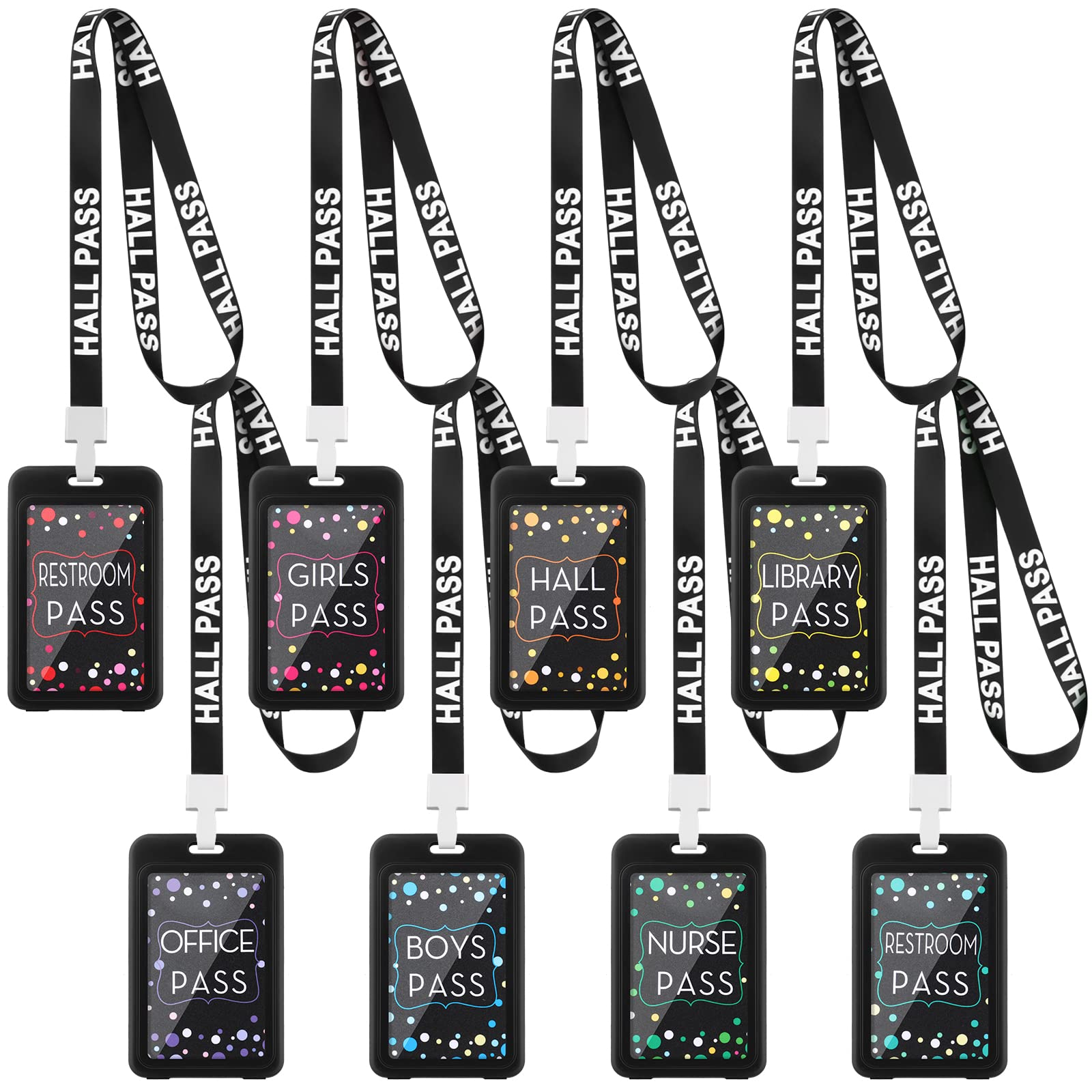 Photo 1 of Tatuo 16 Pcs Hall Pass Lanyards Card Passes Set Vertical Bathroom Pass Restroom Unbreakable Gift for Teacher Nurse Library Office(Black)
