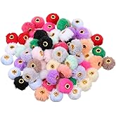 80PCS Pom Pom Beads 10 Color Soft Puff Bead Mixed Fluffy Fuzzy Bead Faux Fur Poms Spacer Beads for Bracelets Jewelry Making Keychains Pens Earrings Garland Headband DIY Crafts Gifts Accessories