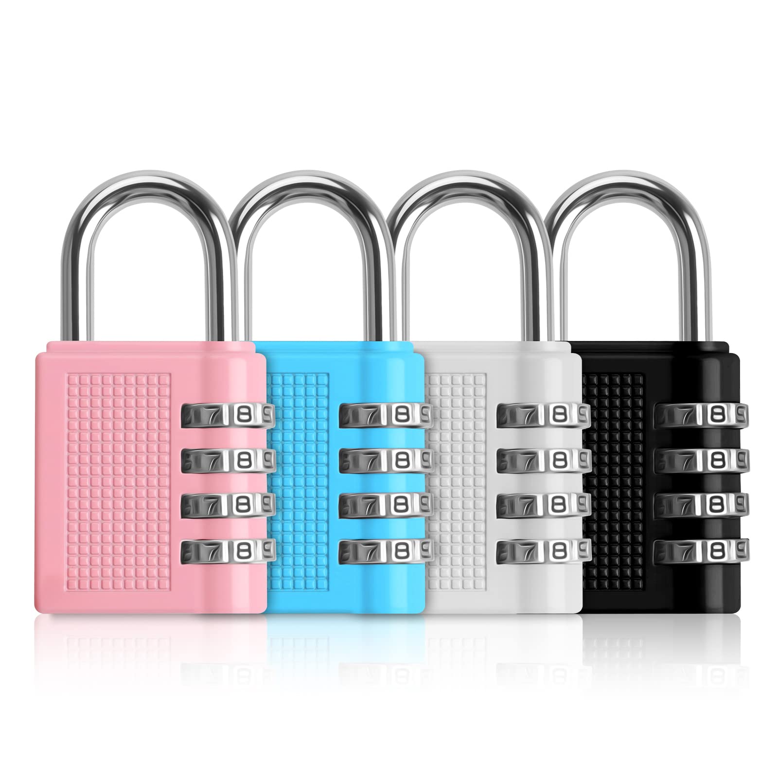 4 Pieces Combination Padlock, 4 Digit Combination Locker Padlock Heavy Duty Padlock for Gym Locker, Waterproof Padlocks with Code for Luggage, Locker, Cabinet, Toolbox (4 Colors)