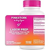 Pink Stork Labor Prep Supplement – Evening Primrose Oil & Red Raspberry Leaf for Third Trimester, Gentle Labor & Postpartum Support, Pregnancy & Breastfeeding Safe, 60 Vegan Capsules