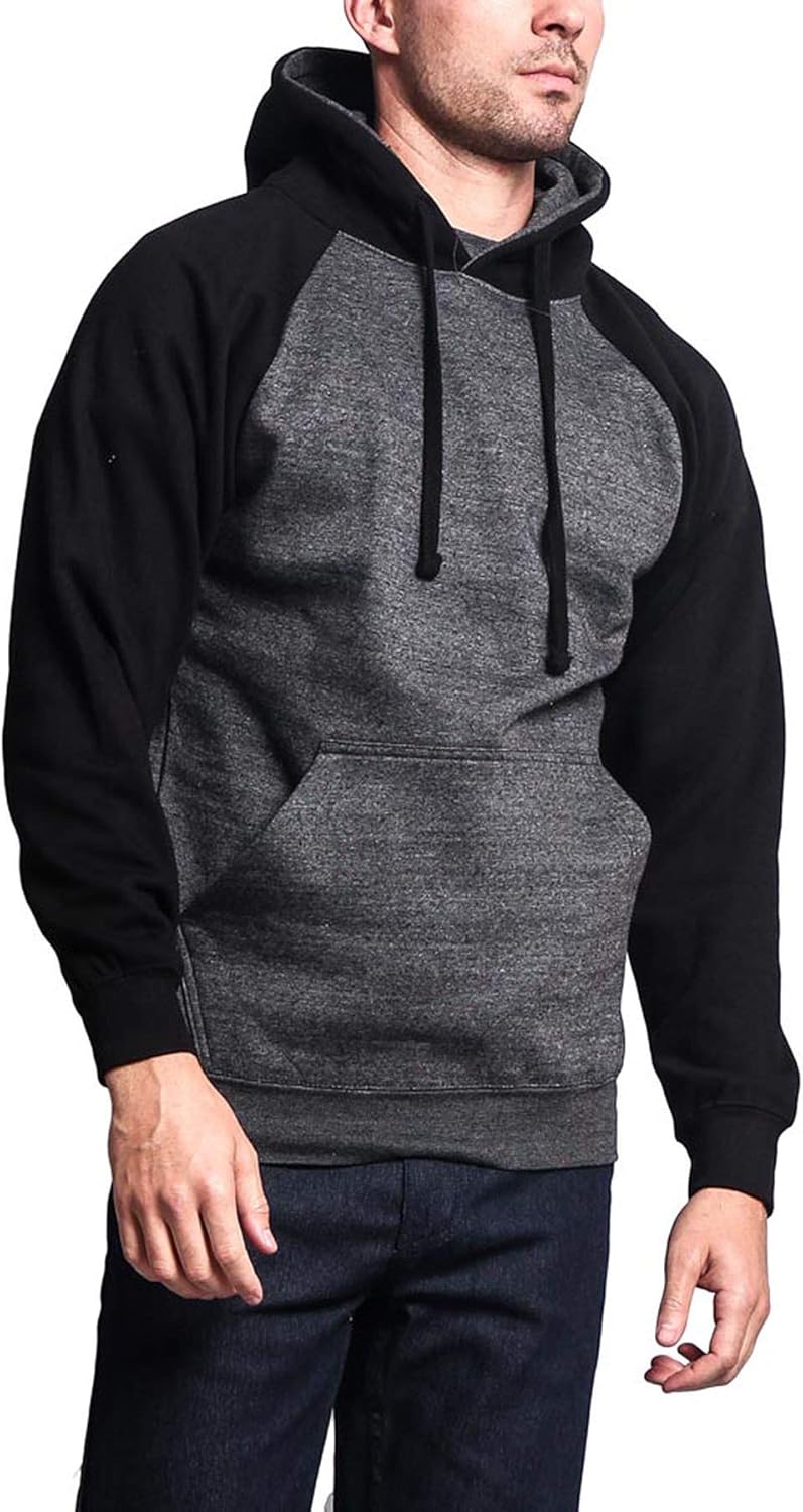 G-Style USA Premium Heavyweight Contrast Raglan Sleeve Pullover Hoodie Sweatshirt at  Men’s Clothing store