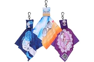 Healeved 3pcs Microfiber Eyeglasses Cleaning Cloth with Keychain for Glasses, Sunglasses, and Cameras –
