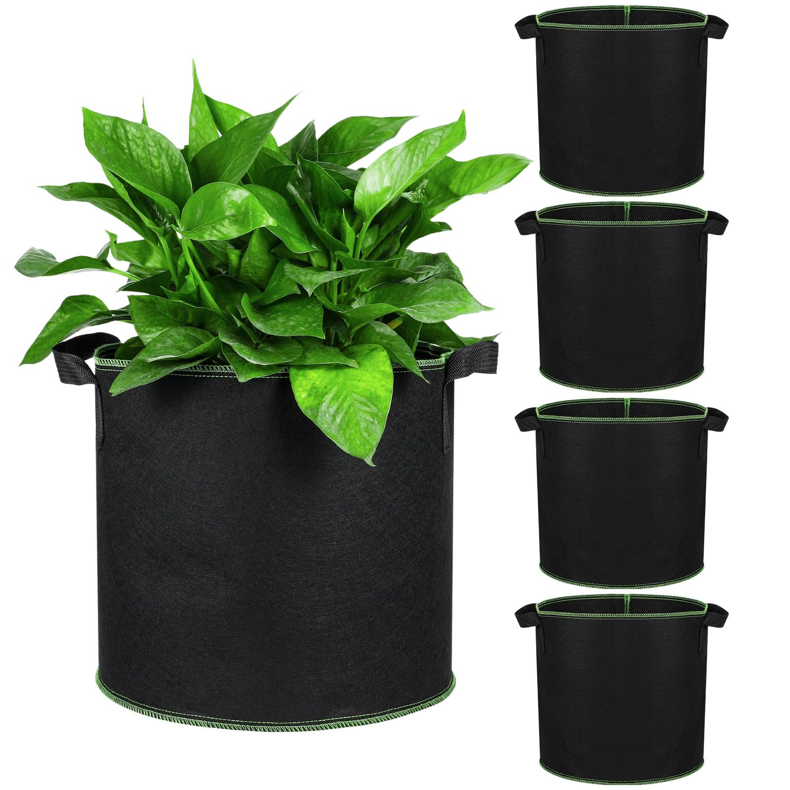 Operitacx 5 Pcs 4 Gallon Grow Bags, Breathable Nonwovens Fabric Planter Bags Nursery Pots with Handles, Pots Container Fabric Pots for Plants Flower Vegetable Gardening