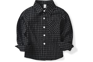 OCHENTA Little Big Boys' & Men's Long Sleeve Button Down Oxford Casual Dress Shirt