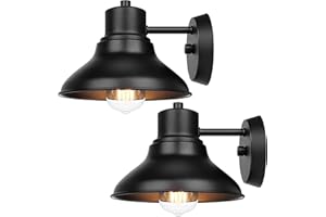VERRON 2-Pack Outdoor Light Fixtures Wall Mount, Matte Black Farmhouse Gooseneck Barn Light, Waterproof Exterior Wall Sconces, Industrial Porch Lights for House Garage Patio Entryway Front Door, E26 Socket