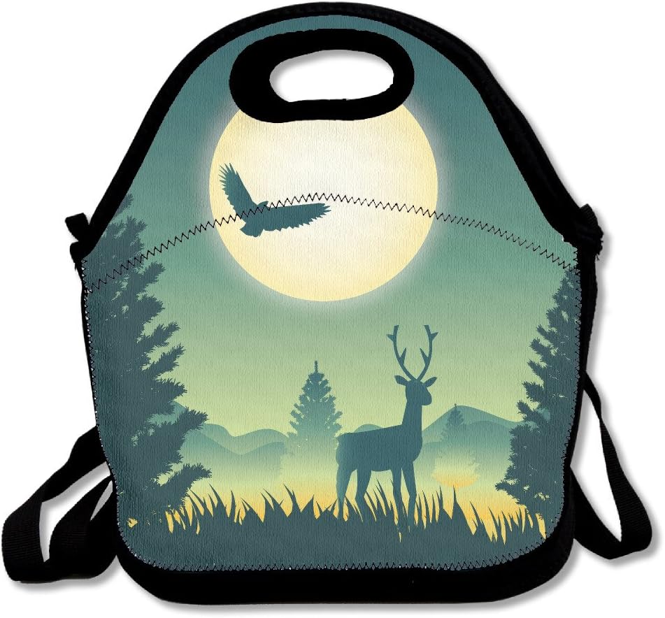 Wildlife Dear Moose Forest Moon Lunch Bag Adjustable Strap