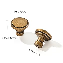 ZAUYX 10 Pack Antique Brass Cabinet Knobs 1-1/4