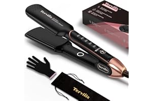 Flat Iron Hair Straightener by Terviiix - Ceramic & Tourmaline for Smooth, One-Swipe Results, Salon-Grade Wide 1-3/4 Inch Straightening Iron Gently Straightens Thick, Curly, Black & Natural Hair