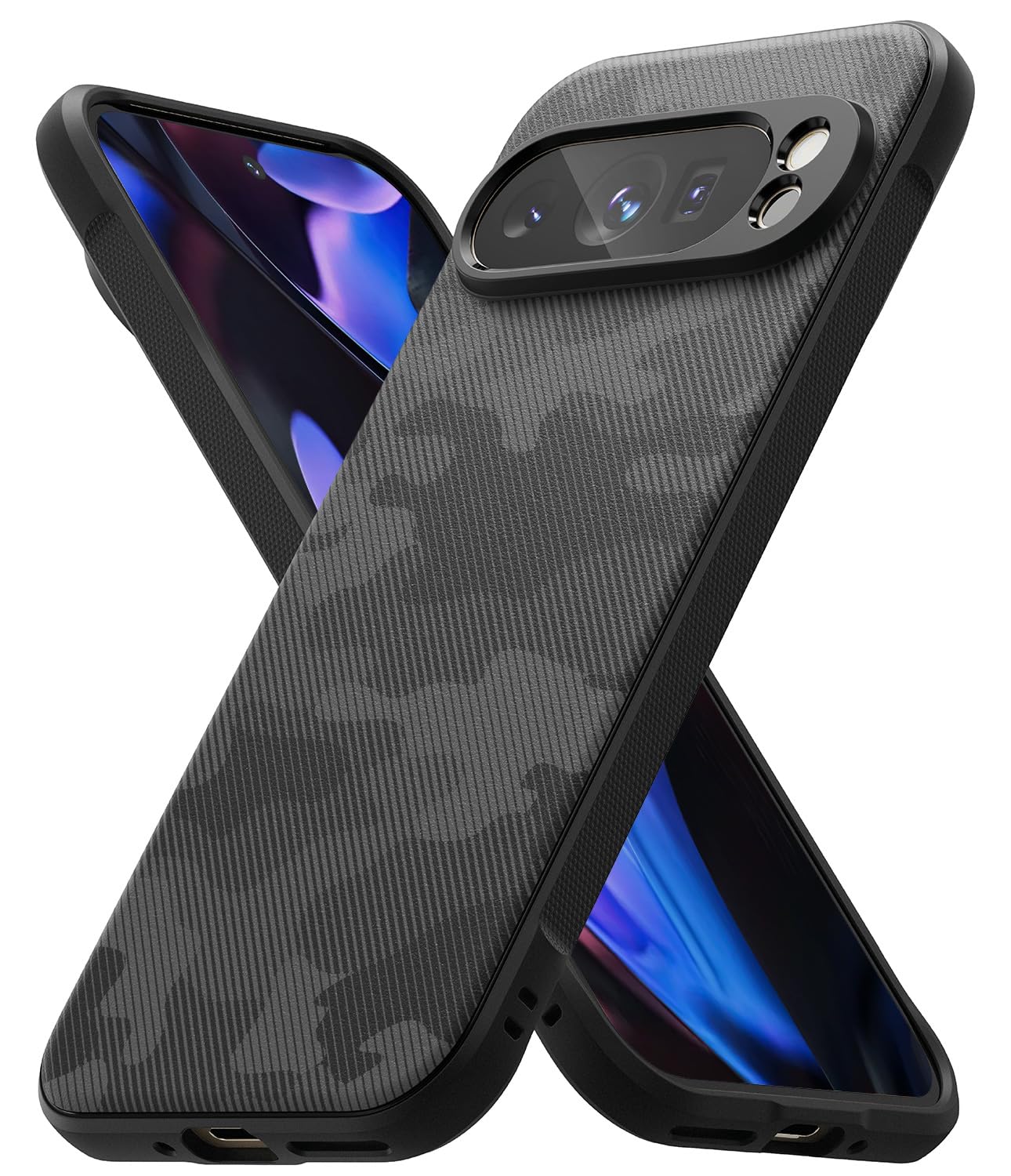 Ringke Onyx Compatible with Google Pixel 9 Pro Case, Firm Grip Non-Slip Sleek Anti-Fingerprint Rugged TPU Military Pattern Shockproof Phone Cover - Camo Black