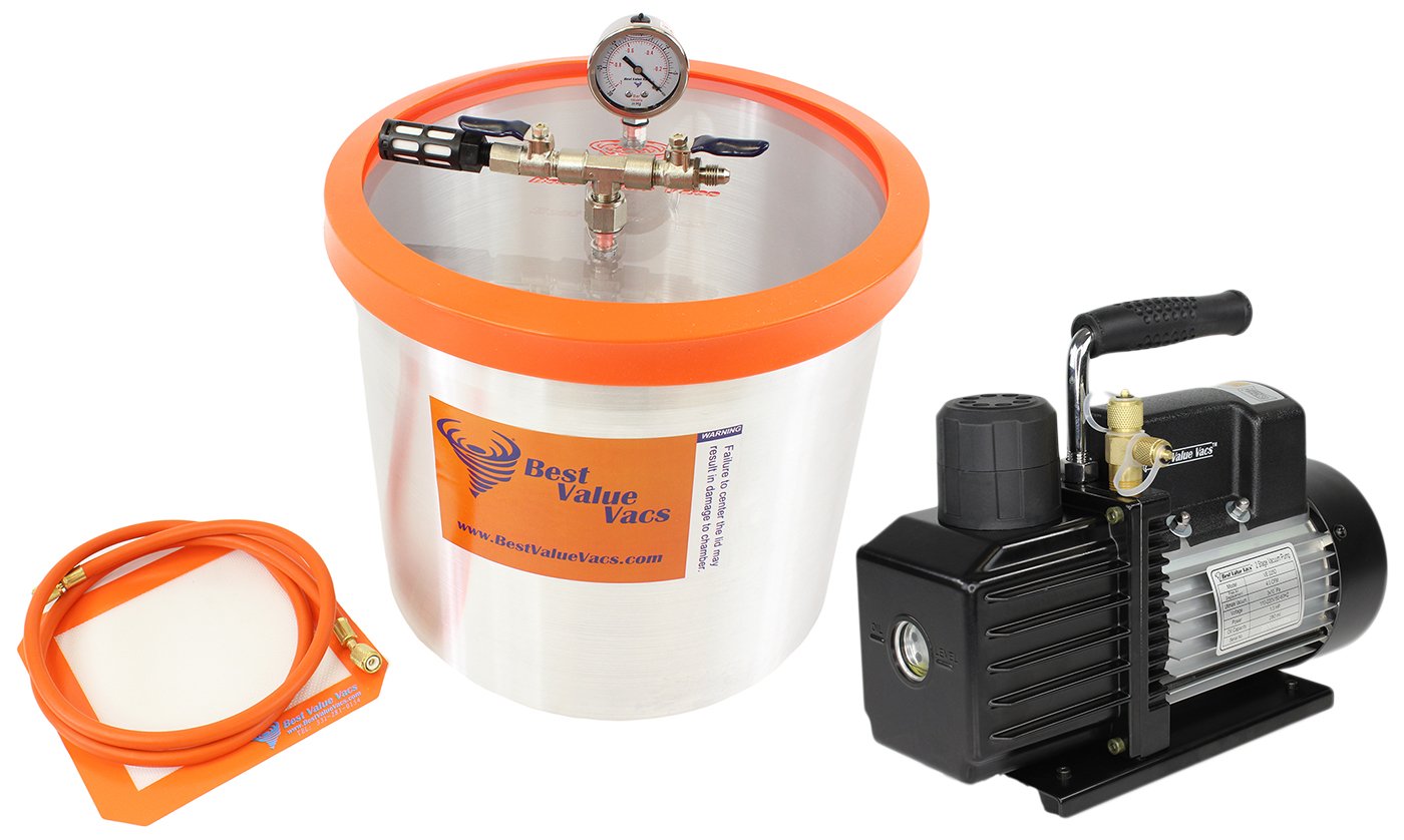 Buy BVV Best Value Vacs 5 Gallon Aluminum Vacuum Chamber and VE225 4CFM