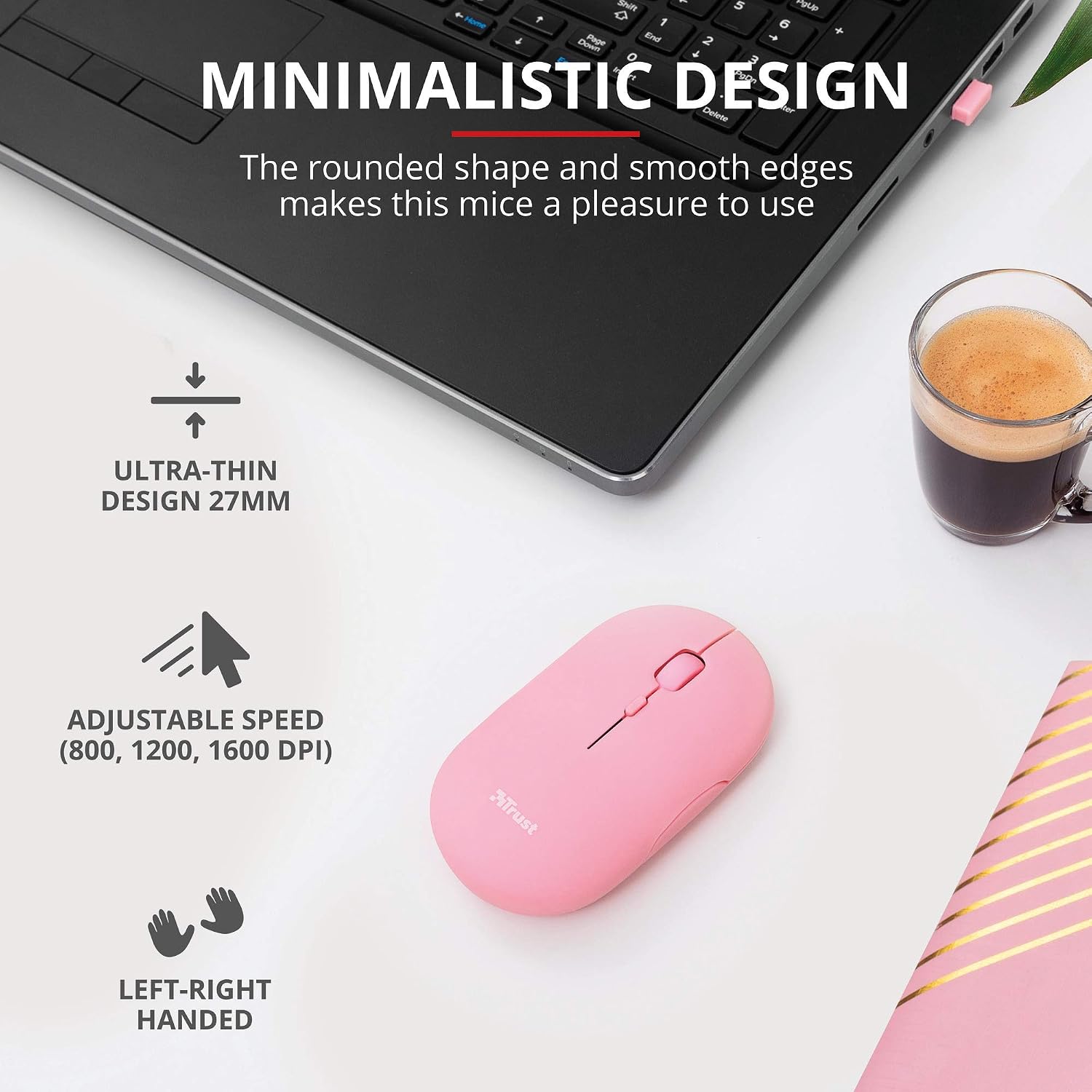 Trust Puck Wireless Mouse, Bluetooth or 2.4 GHz with USB Mini-Receiver, Rechargeable Battery, Silent Clicks, DPI Button - Image 5