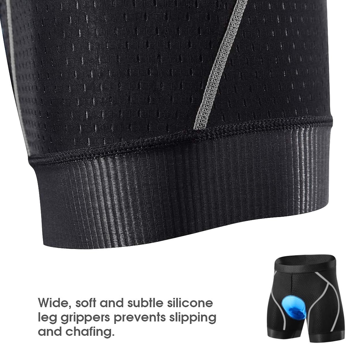 Souke Sports Men's Cycling Underwear Shorts 4D Padded Bike Bicycle MTB Liner Shorts with Anti-Slip Leg Grips: Clothing