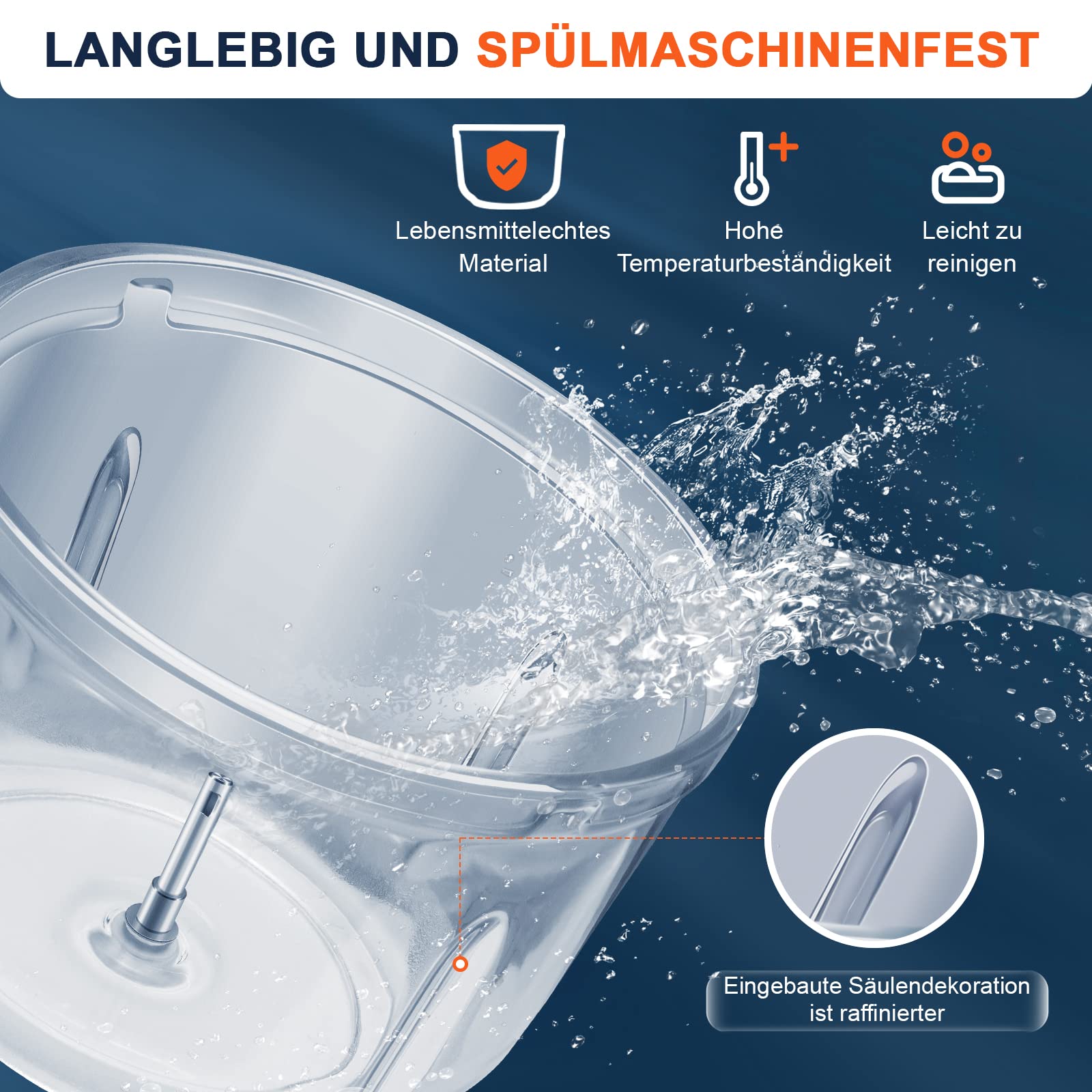 Bear 0.6L+2L Zerkleinerer Elektrisch Mini, 2 Geschwindigkeitsstufen, Häcksler mit 4-Edelstahlklingen und Fleischwolf, Glasbehälter Zerkleinerer für Fleisch,Babynahrung,Obst,Gemüse 6
