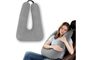 MROUEN Car Pillow for Kids – Comfort Travel Pillow for Car – Soft Cotton Support Cushion for Children and Adults on Long Trips (Gray)