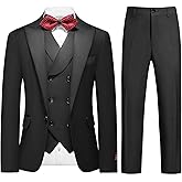 Lamgool Boys Tuxedo Suit 3 Piece Slim Fit Set with Blazer Jacket Vest Pant Kids Formal Outfit for Wedding Prom Size 6-20