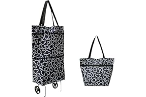 Foldable Shopping Bags with Wheels - Collapsible Shopping Cart, Reusable Grocery Bags