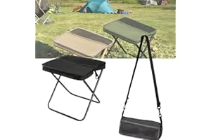 XHymitron Portable Folding Camping Stool with Shoulder Strap, Weight Capacity 120 kg, Suitable for Hiking, Fishing, picnics (Black-A)