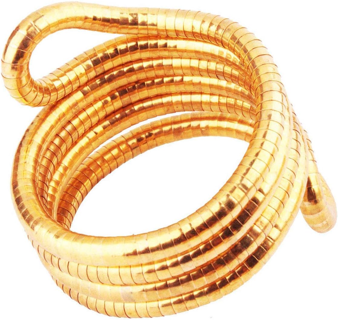 Flexible Bendable Snake Bracelet Wrap Bangle Twistable Adjustable Neck Collar Choker Necklace Waistband (B-Gold)
