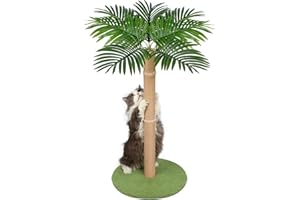 Yepdin Cat Scratcher with Sisal Rope 39.4 inch Tall Cat Tree for Indoor Cats Large Adult Cat Scratching Post,Cute Kitten Cat Scratching Posts in Palm Tree