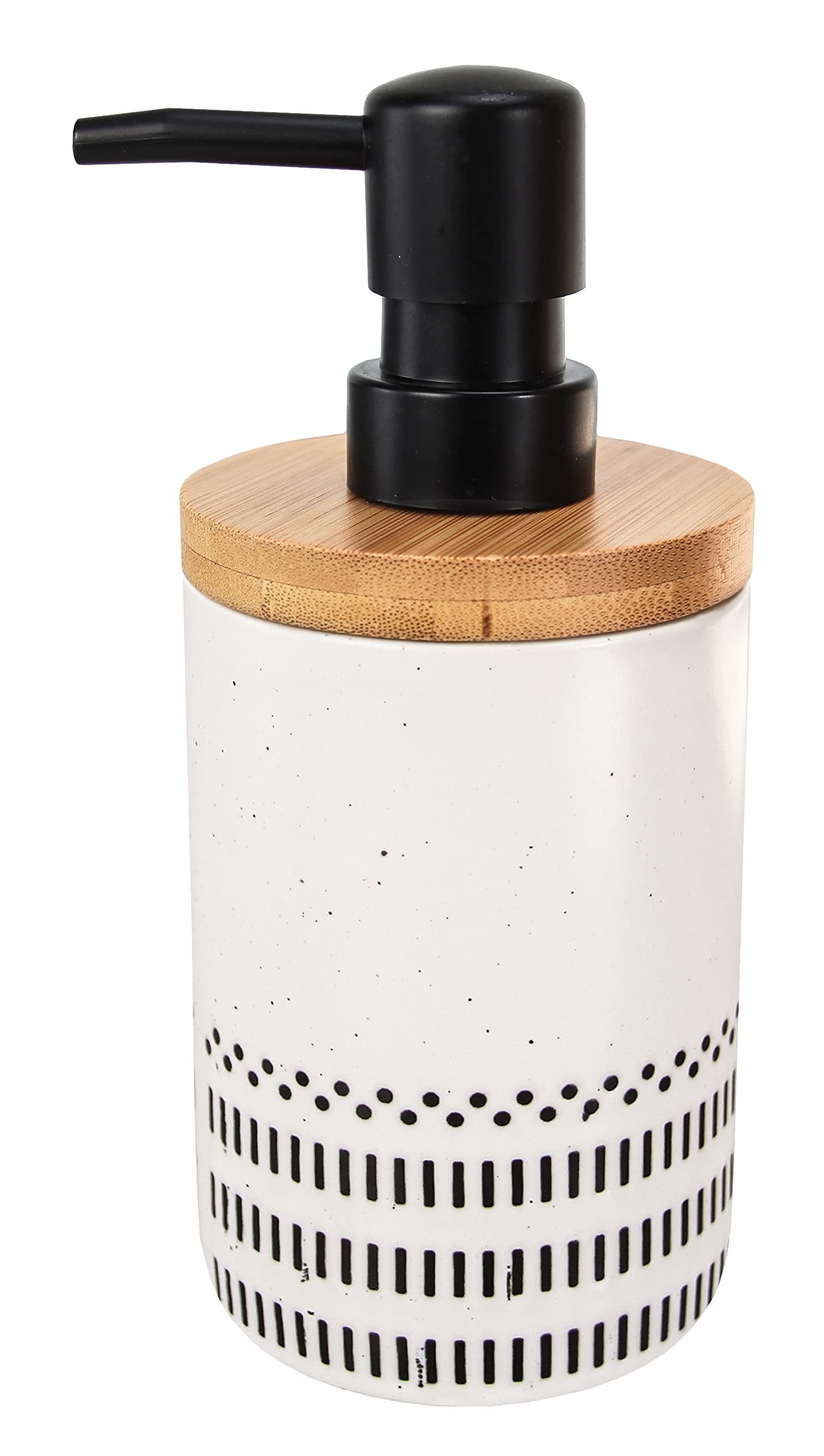 Kleine Wolke Alva soap dispenser, accessories, colour: black and white, material: stoneware, bamboo