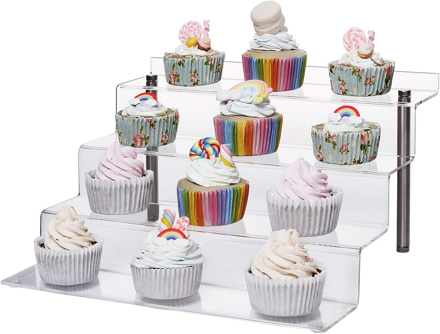 CECOLIC Soporte de exhibición de acrílico Transparente, Estante Vertical Grande de 4 Pasos, para Figuras