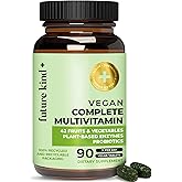 Future Kind Vegan Multivitamins Complete - 42-in-1 Vegan Multivitamins for Women & Men with Enzymes, B12, Zinc, & Probiotics for Digestion (90 tabs in Recycled Bottle)