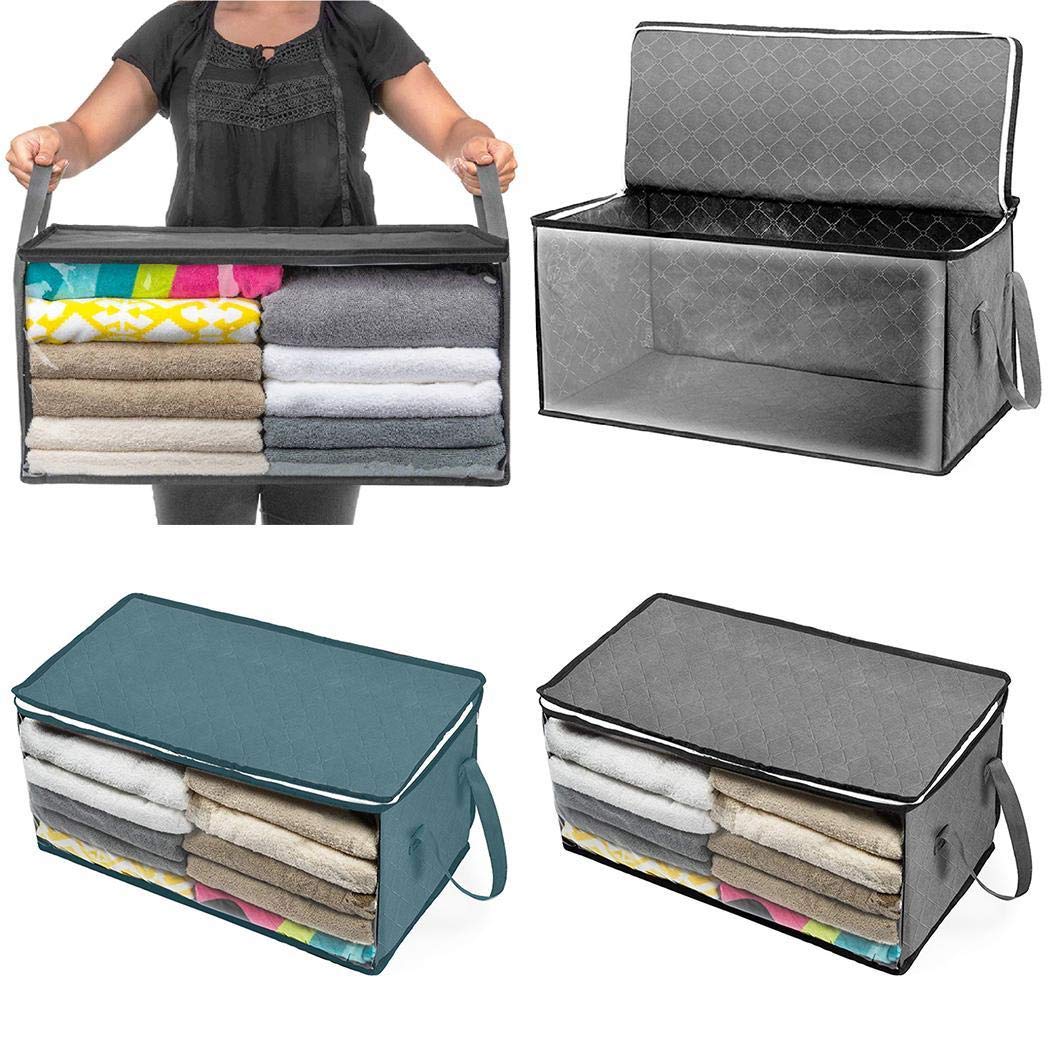 Zimrio Foldable Storage Boxes for Bedding Pillow Clothes Dustproof Moisture-proof Storage Box Tool Boxes with Large Clear Window & Carry Handles